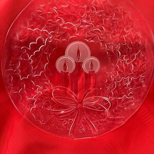 Elegant Holiday Vintage 13” diameter clear Crystal Platter